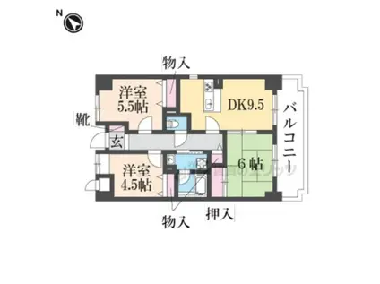 エール豊岡(3DK/4階)の間取り写真