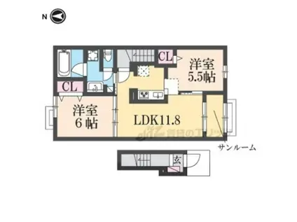 エスパシオ エレガンテ(2LDK/2階)の間取り写真