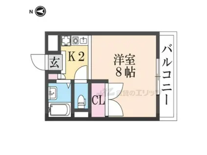 リヴィエール2号館(1K/2階)の間取り写真