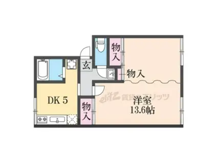 バウハウス(1DK/2階)の間取り写真