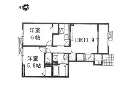 フィーデルブリーゼ(2LDK/1階)の間取り写真