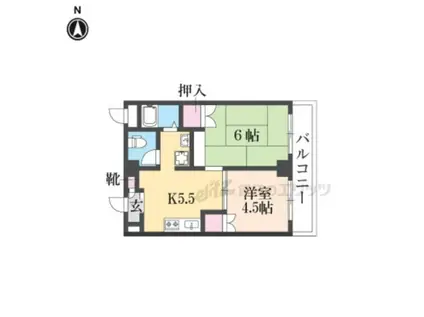 パインリーフ天理(2DK/4階)の間取り写真