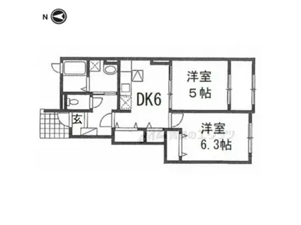 メゾンフランB(2DK/1階)の間取り写真