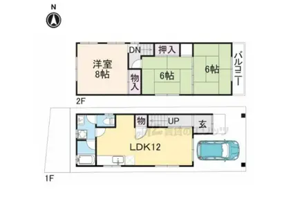 京阪電気鉄道京阪線 橋本駅(京都) 徒歩10分 2階建 築43年(3LDK)の間取り写真
