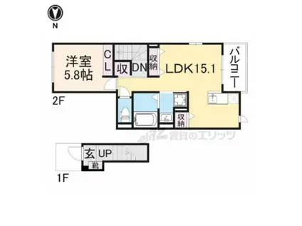 サンシャイン東山 PART(1LDK/2階)の間取り写真