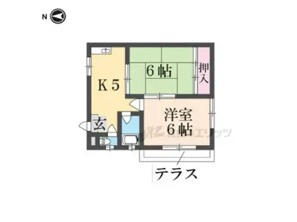 ロイヤルハイム日建(2K/1階)の間取り写真