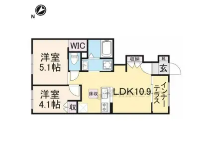 チェスナッツ(2LDK/1階)の間取り写真