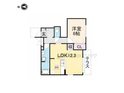 カルム新池島(1LDK/1階)の間取り写真