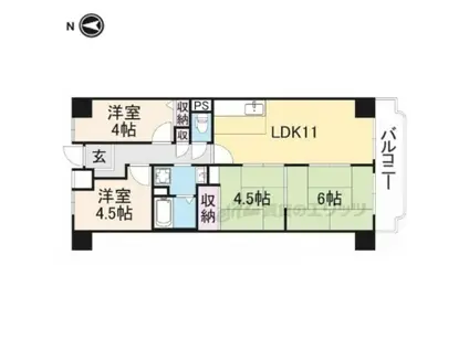 香里園オークヒルズ(4LDK/3階)の間取り写真