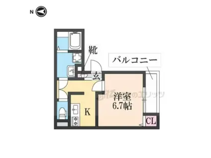 アイリス寝屋川(1K/1階)の間取り写真