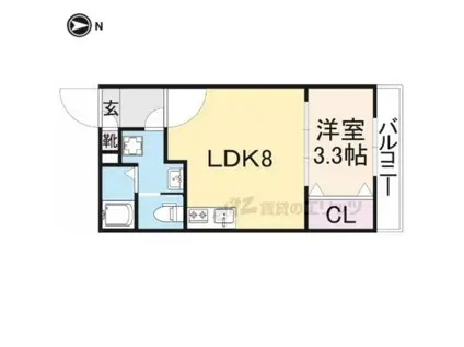 ジーメゾン寝屋川秦町アリビオ(1LDK/2階)の間取り写真