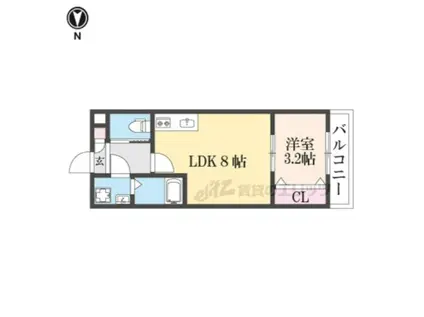 ジーメゾン大和郡山小泉(1LDK/2階)の間取り写真