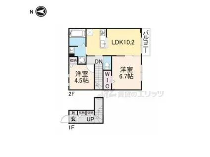 メゾンコンフォートヴィヴレ(2LDK/2階)の間取り写真