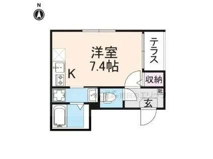 GRACEHILL R&K(ワンルーム/1階)の間取り写真