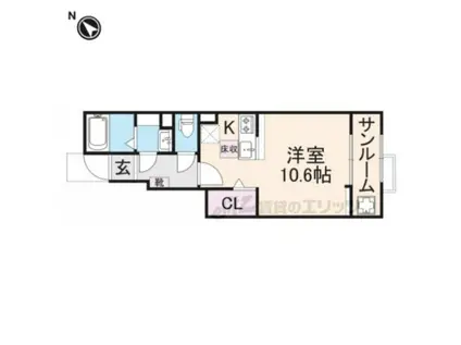 ルミエール弥栄(ワンルーム/1階)の間取り写真