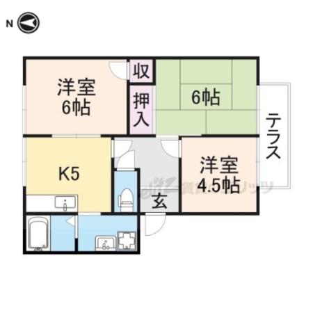 フレグランスタニグチ(3DK/1階)の間取り写真