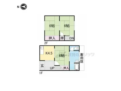 近鉄橿原線 平端駅 徒歩11分 2階建 築38年(3DK)の間取り写真
