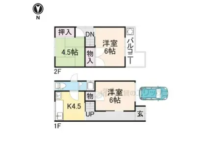 桜井線 京終駅 徒歩12分 2階建 築53年(3DK)の間取り写真
