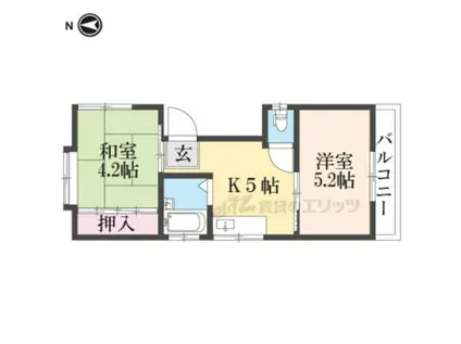 ロイヤルハイム秦(2K/3階)の間取り写真