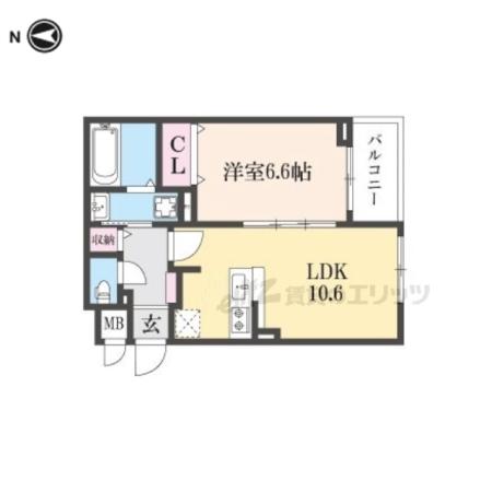 プラシードセレノカーサ(1LDK/3階)の間取り写真