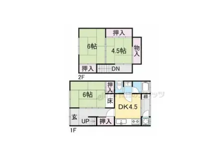 福知山線 福知山駅 徒歩12分 2階建 築52年(3DK)の間取り写真
