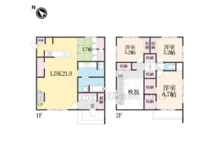 東海道本線 南草津駅 徒歩15分 2階建 築3年(4LDK)の間取り写真