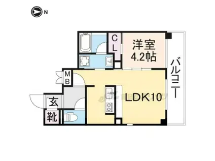 LIEN私部(1LDK/3階)の間取り写真
