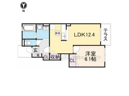 ジェントリー(1LDK/1階)の間取り写真