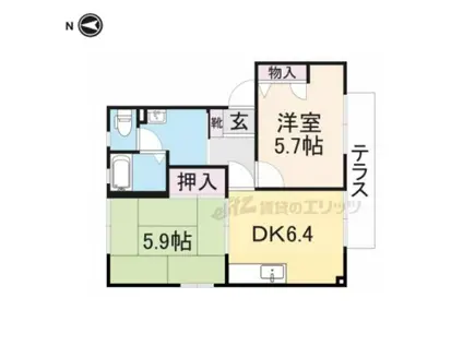 スュッドコリーヌB(2DK/2階)の間取り写真