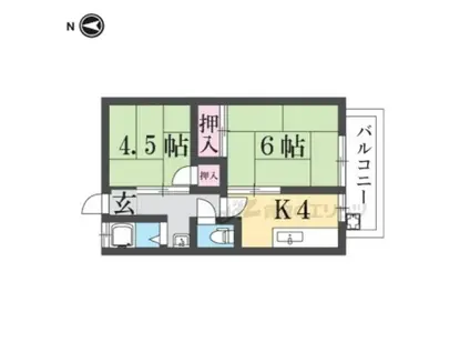 藤谷ハイツ(2K/1階)の間取り写真