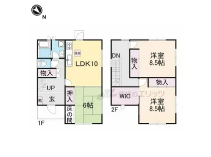 京阪電気鉄道石坂線 石山寺駅 バス乗車時間：17分 沢野バス停で下車 徒歩6分 2階建 築31年(3LDK)の間取り写真