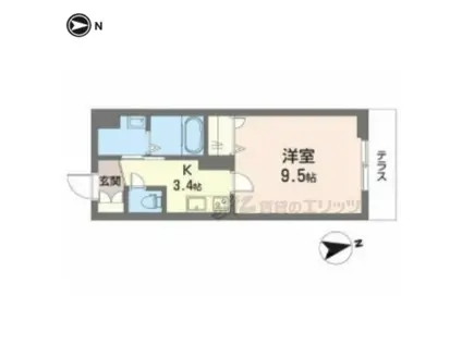 シャーメゾンオーク八戸ノ里(1K/2階)の間取り写真