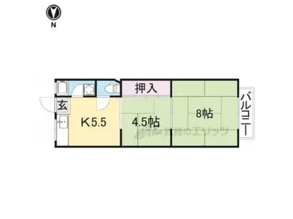 グリーンハイツオオタヤ(2DK/2階)の間取り写真