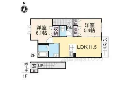 シャーメゾン富堂(2LDK/2階)の間取り写真