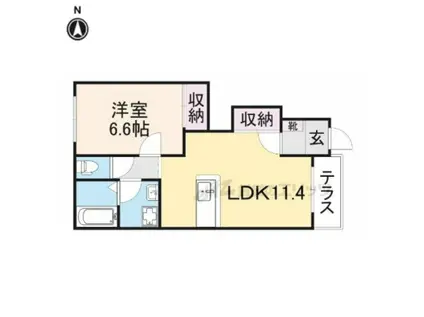 フィールド・ルミナス(1LDK/1階)の間取り写真