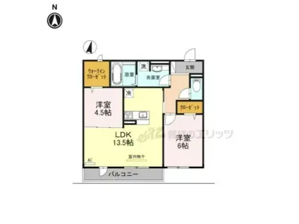 おばつじアイビーコート B棟(2LDK/2階)の間取り写真