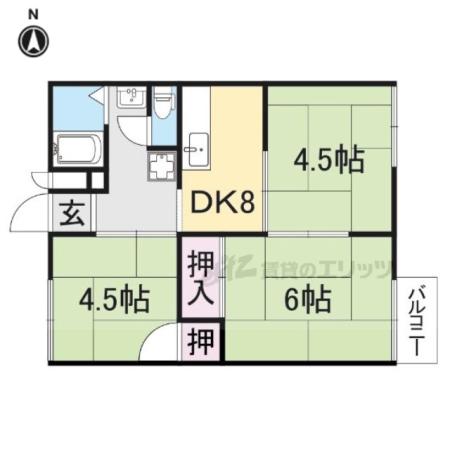 ハイツ福田(3DK/1階)の間取り写真