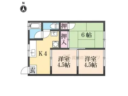 マンション甘樫(3K/2階)の間取り写真