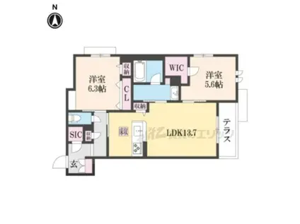 シャーメゾン シャルム本町(2LDK/1階)の間取り写真