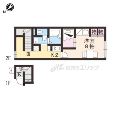 レオパレスグリーンリーフ(1K/2階)の間取り写真