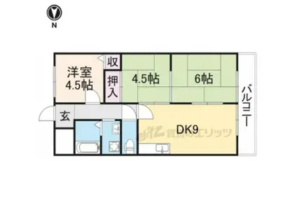 リヴェール三室(3DK/4階)の間取り写真