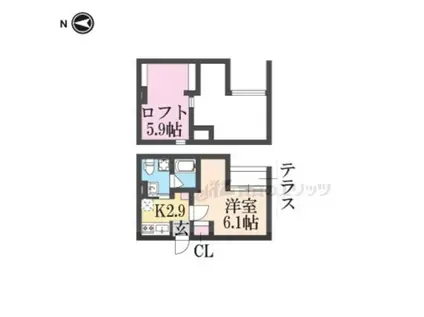 セレブラシオン(1K/1階)の間取り写真