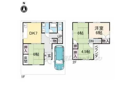 桜井線 金橋駅 徒歩12分 2階建 築40年(4DK)の間取り写真