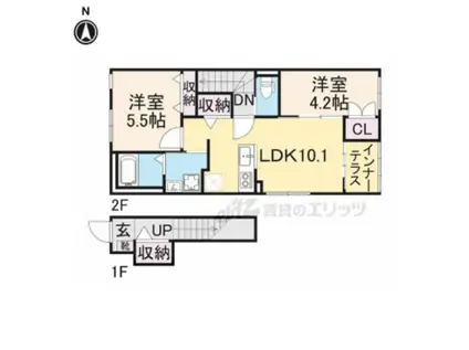 CONFORT HAMASYO(2LDK/2階)の間取り写真