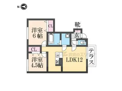 コーラル杉本(2LDK/1階)の間取り写真