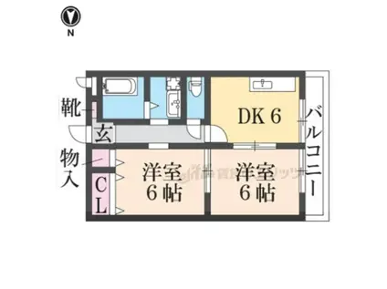 シャトー立田川(2DK/1階)の間取り写真