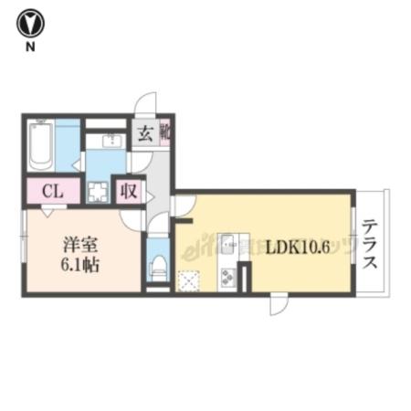 アヴェンタドール ウーノ(1LDK/1階)の間取り写真