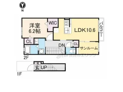 アルカンシエル・ベル(1LDK/2階)の間取り写真