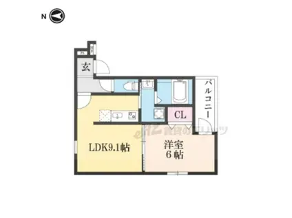 フジパレス弥刀番館(1LDK/2階)の間取り写真