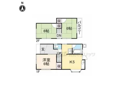 近鉄大阪線 大和八木駅 徒歩12分 2階建 築47年(3DK)の間取り写真